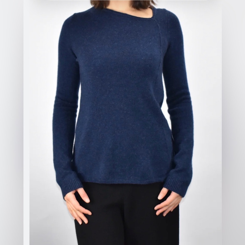 Women'sweater Inhabit Gray Scoop Neckline Cashmere Linen Sweater Long Sleeve S